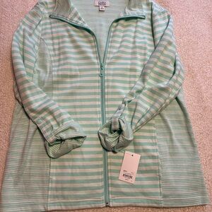 Croft & Barrow Mint and White Striped Jacket